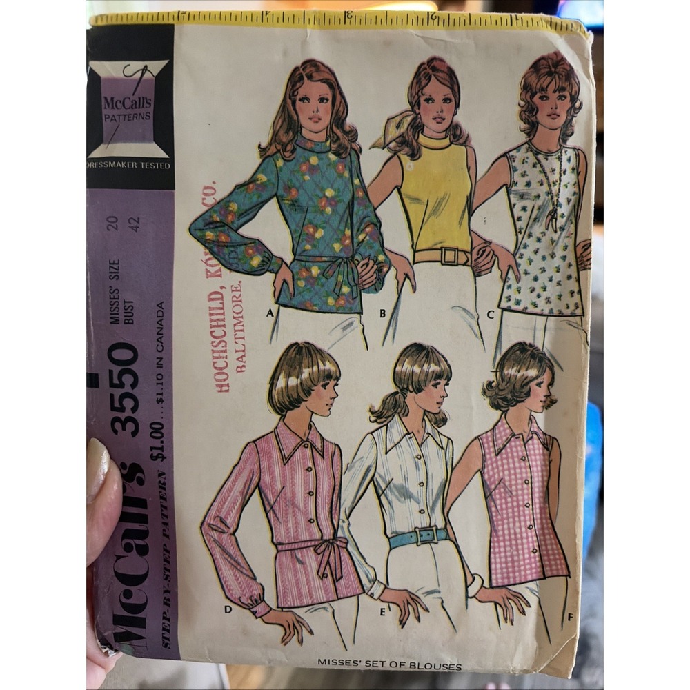 Vintage McCalls 3550 Sewing Pattern Misses Blouse Set Size 20 Uncut 1973